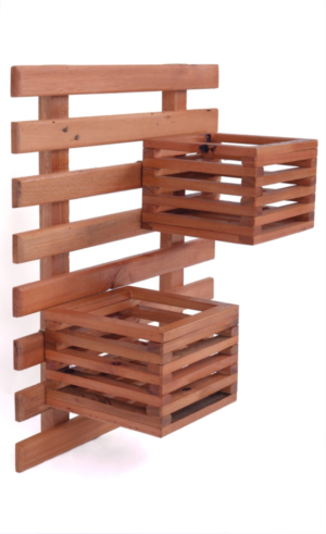 Jardim Vertical ripado pequeno com 02 vasos quadrados
